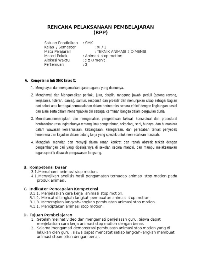 RPP k13 Animasi Stop Motion2 | PDF