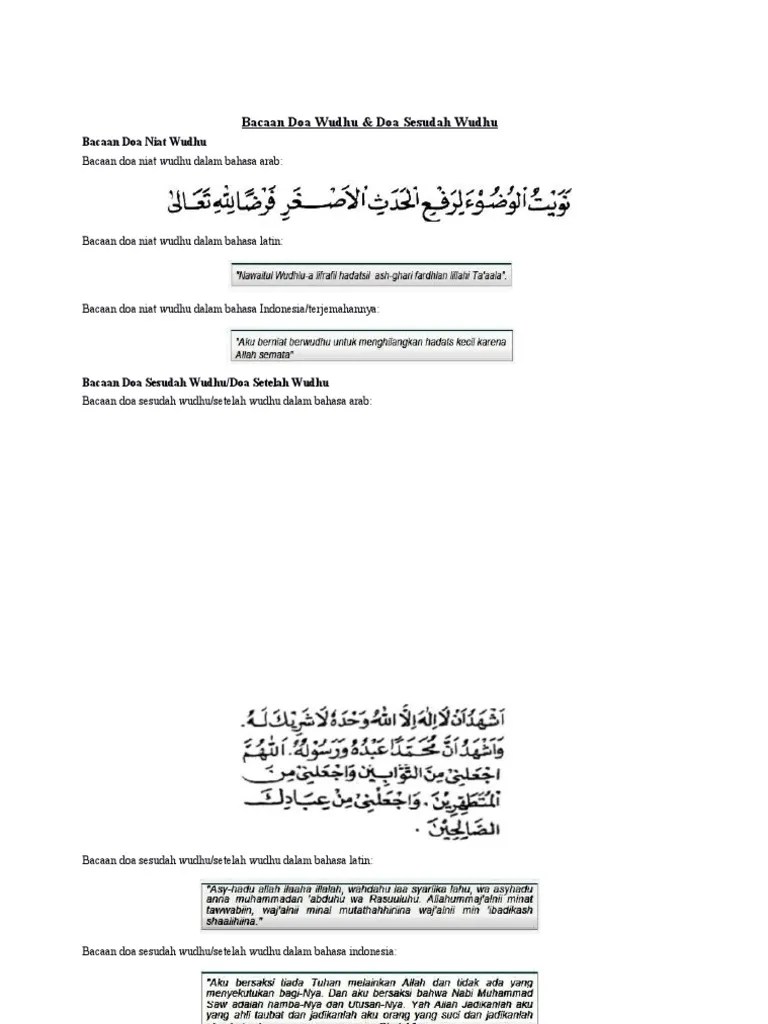 Doa Sesudah Wudhu Bahasa Arabnya