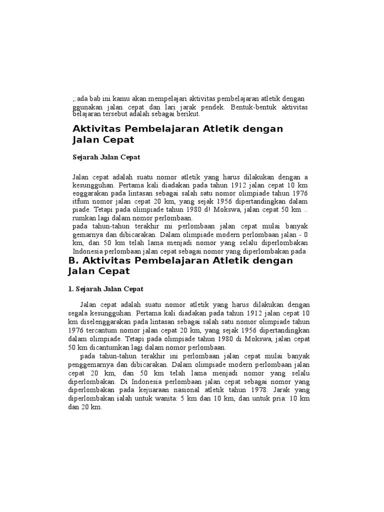 Teknik awalan merupakan pondasi atau teknik dasar yang harus dilakukan sebelum . Ada Bab Ini Kamu Akan Mempelajari Aktivitas Pembelajaran Atletik Dengan Pdf