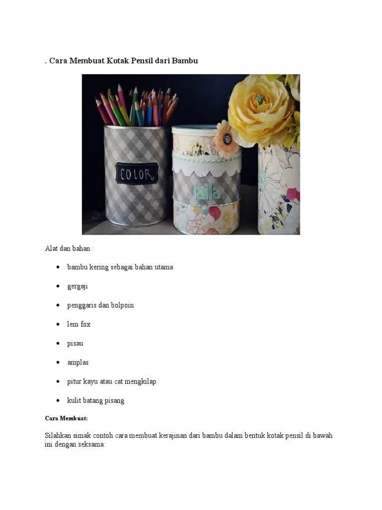Cara Membuat Kotak Pensil Dari Bambu | PDF