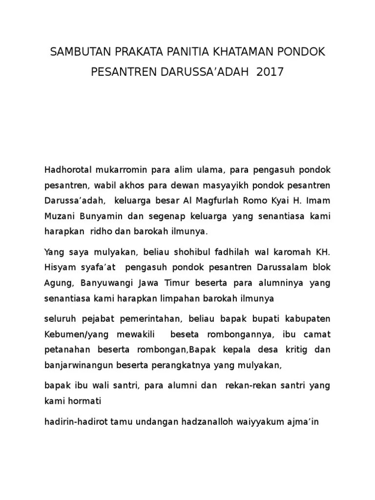 Sambutan Ketua Panitia Wisuda Tpq