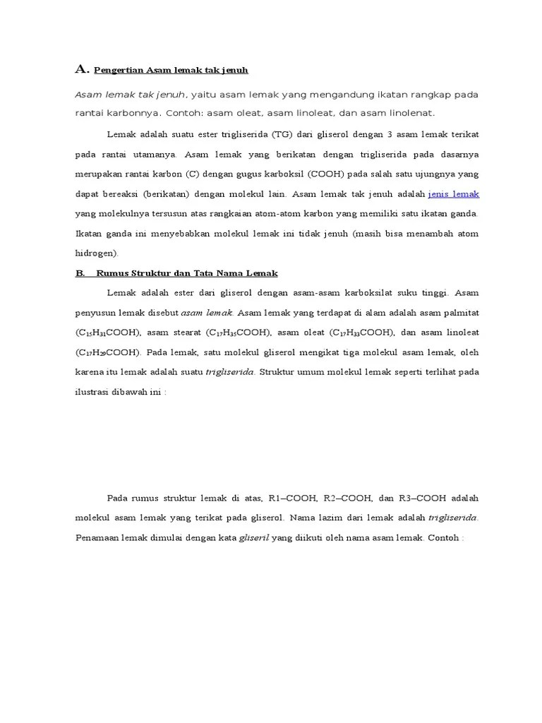 Pengertian Asam Lemak Tak Jenuh | PDF