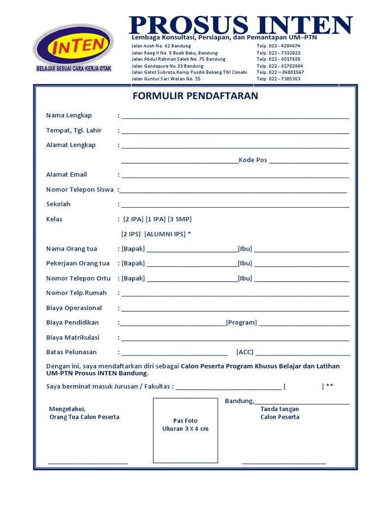 Check spelling or type a new query. Formulir Pendaftaran Prosus Inten 2016 2017