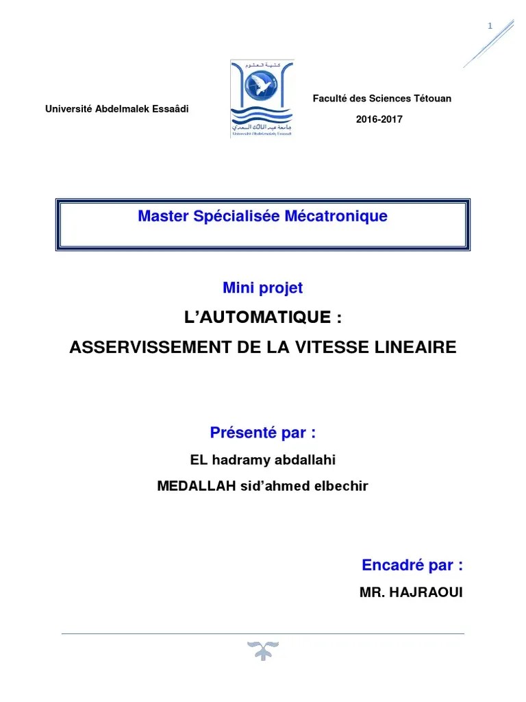 Maybe you would like to learn more about one of these? ASSERVESSEMENET DE LA VITESSE LINEAIRE 10.pdf | Automation ...