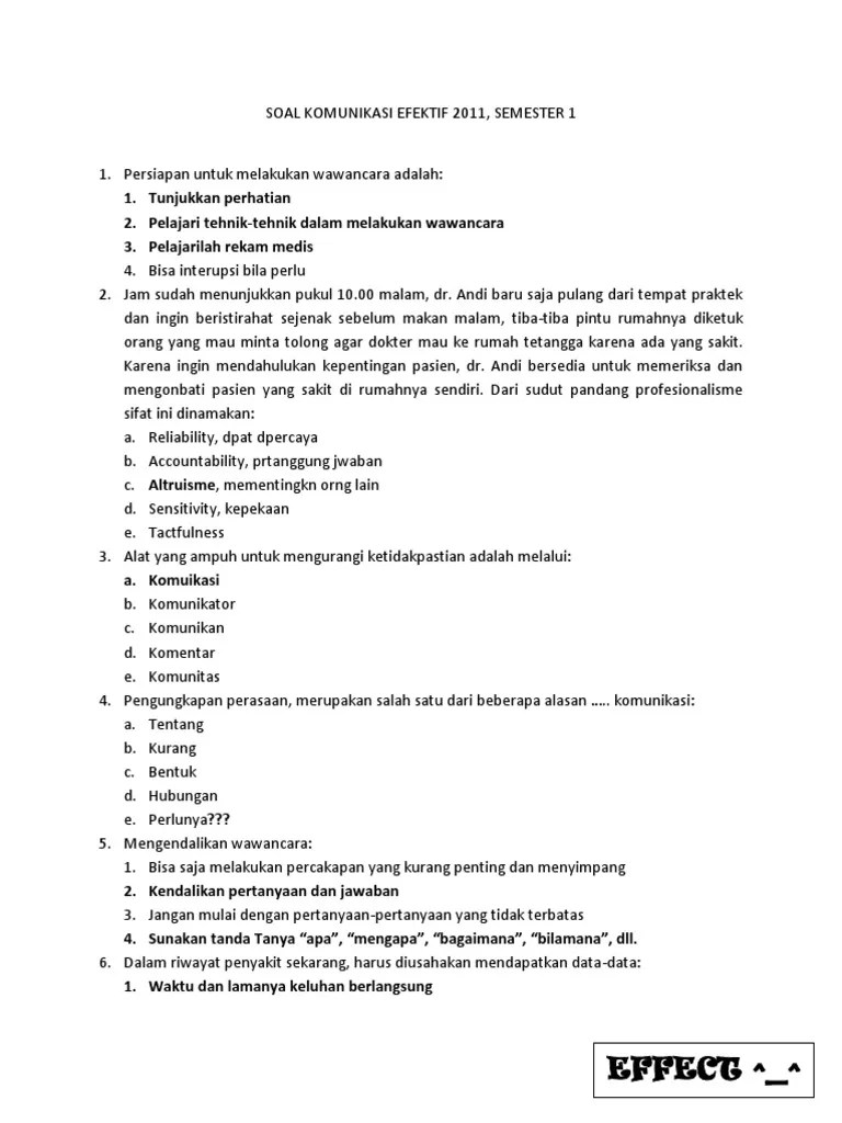 Soal Komunikasi Efektif 2011 | PDF
