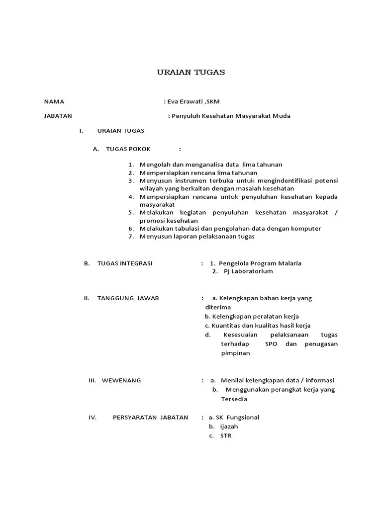 Uraian Tugas Penyuluh Kesehatan | PDF