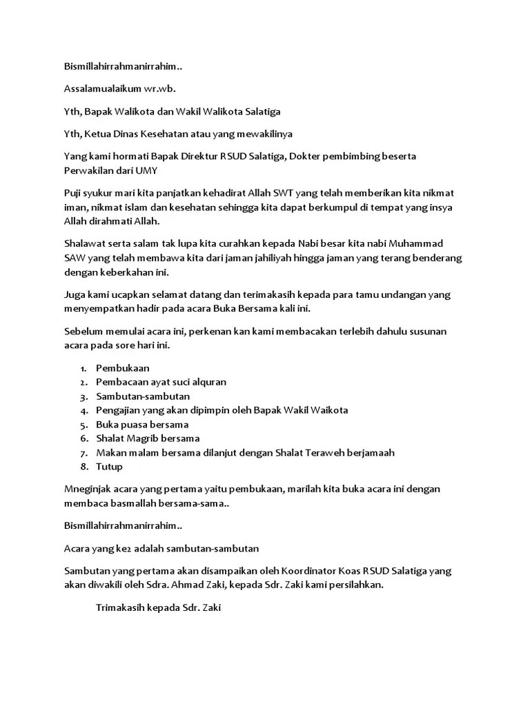 Contoh Kata Sambutan Pembukaan Acara Bukber