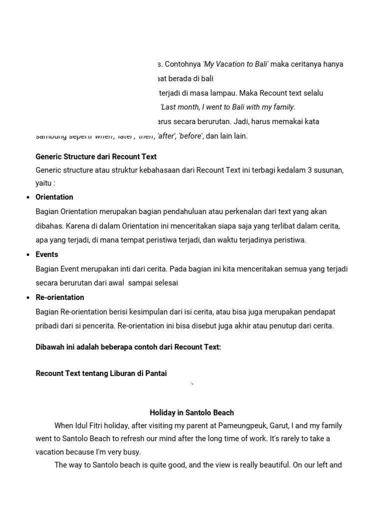 Contoh Recount Text Liburan Di Rumah Saja - Sekitar Rumah