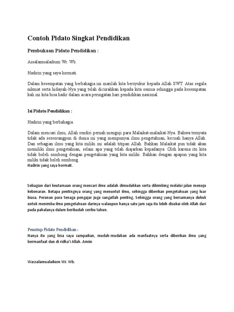 Contoh teks pidato naskah singkat tema p. Contoh Pidato Singkat Pendidikan