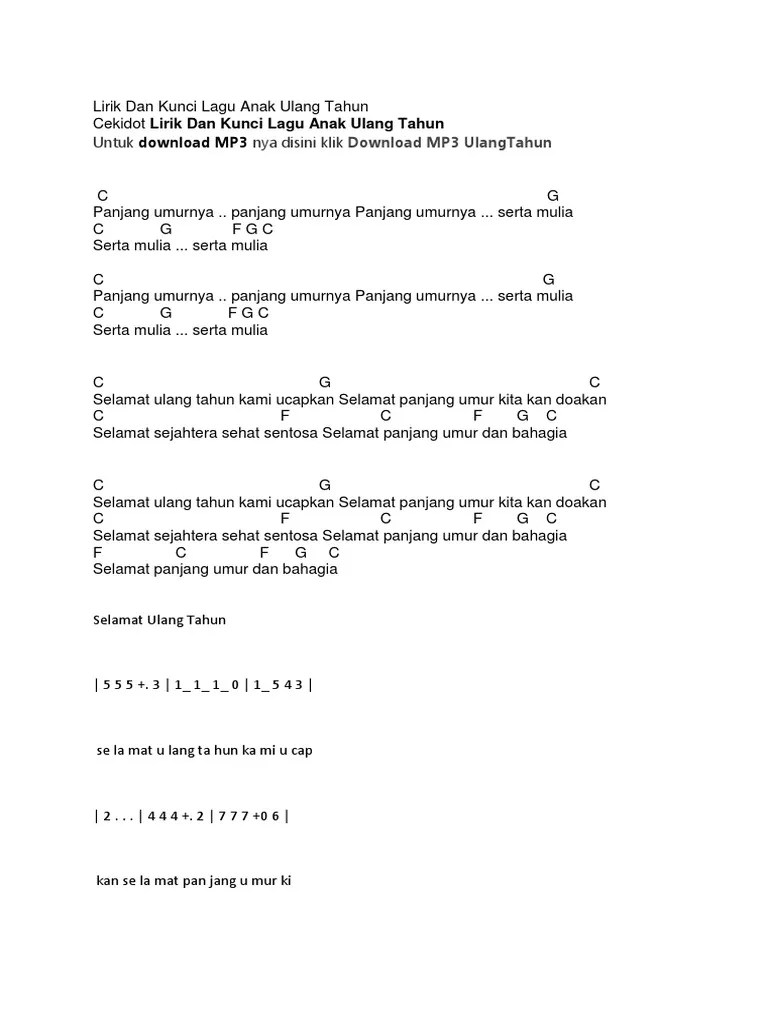 Berikut lirik lagu 'selamat ulang tahun' yang dipopulerkan gellen martadinata: Lirik Lagu Selamat Ulang Tahun Kami Ucapkan