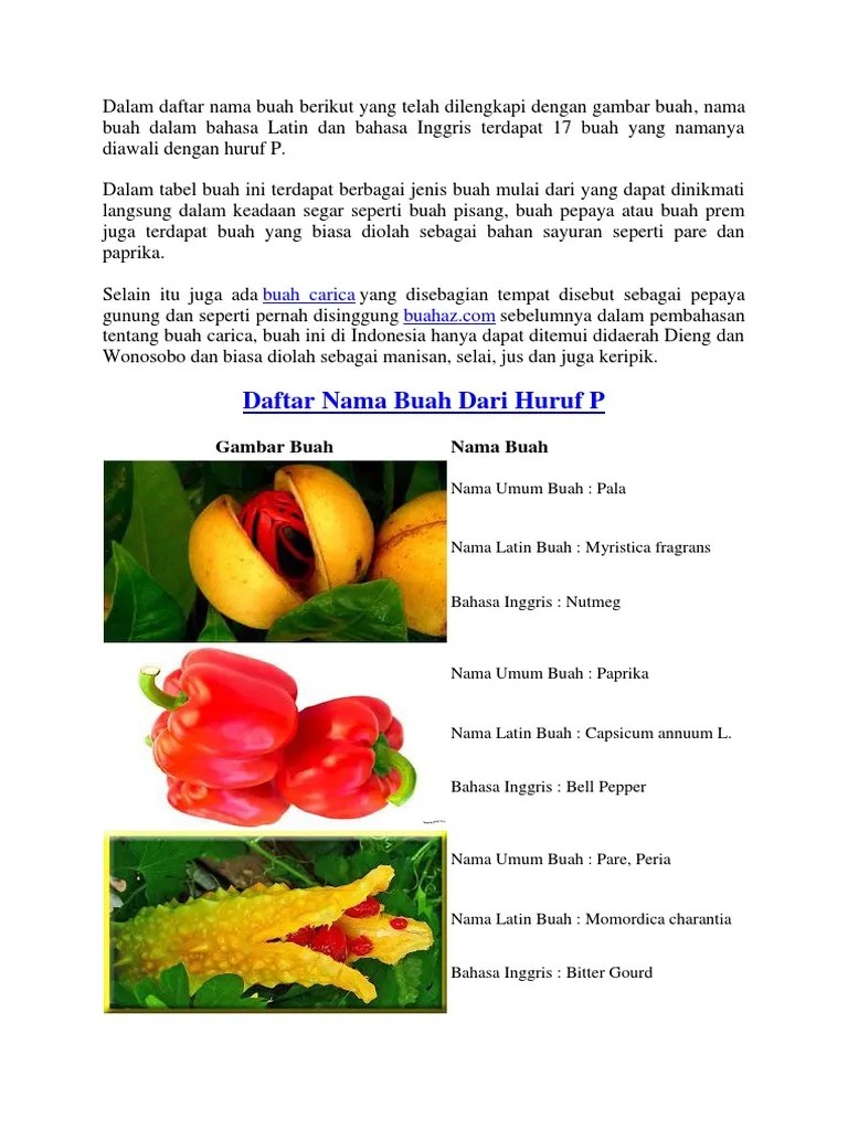 Buah Dari Huruf P | PDF