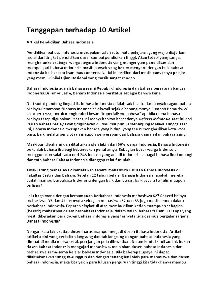 Artikel Pendidikan Bahasa Indonesia 2 | PDF
