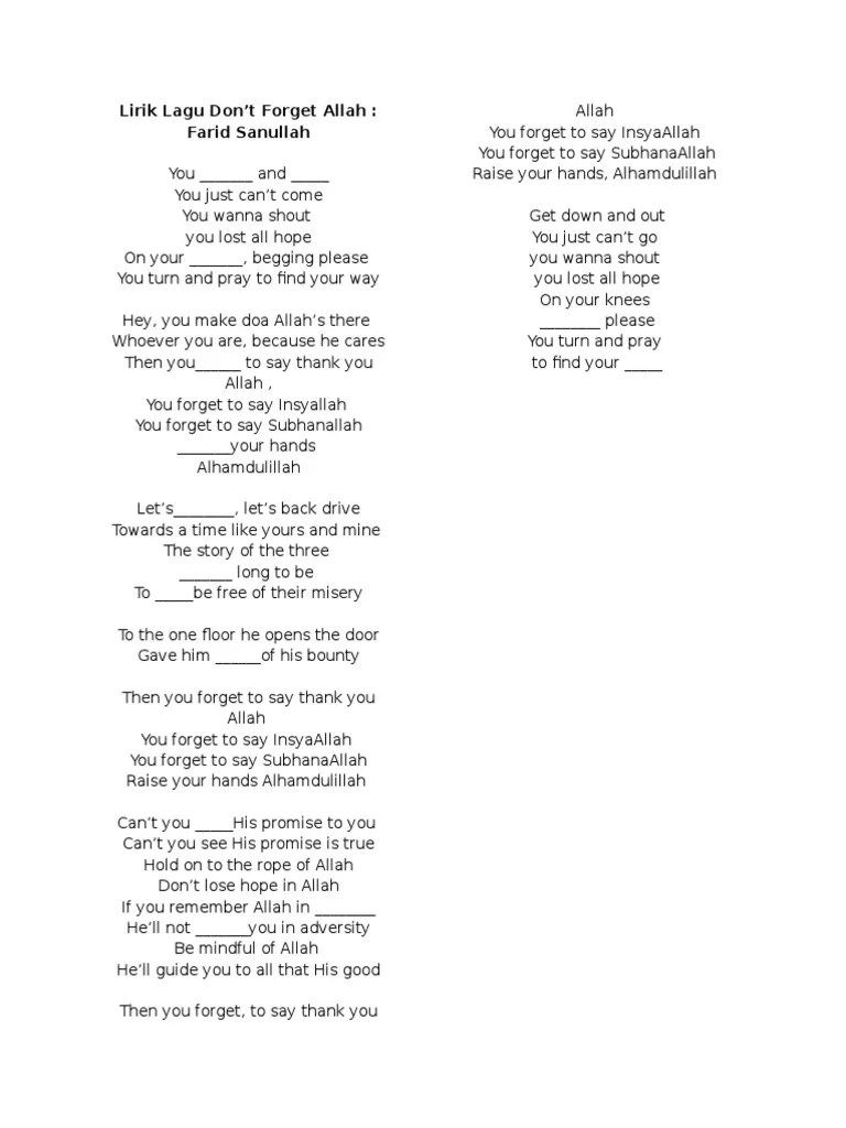 Lirik Lagu FfDon | PDF