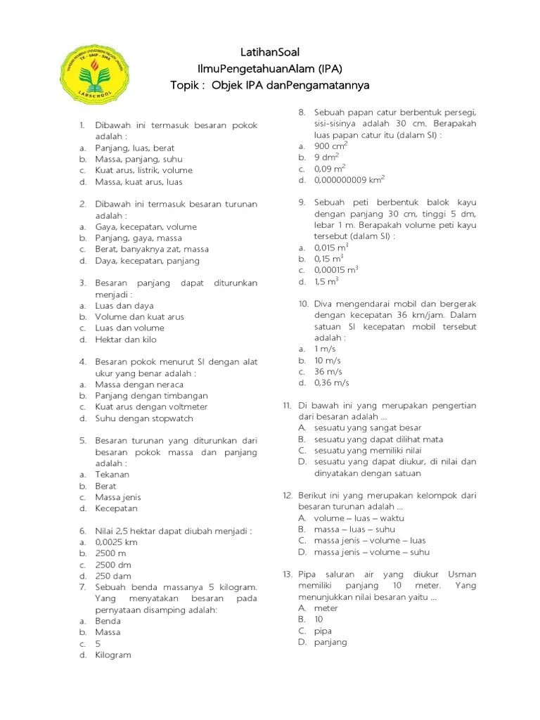Latihan Soal Objek IPA Dan Pengamatannya | PDF