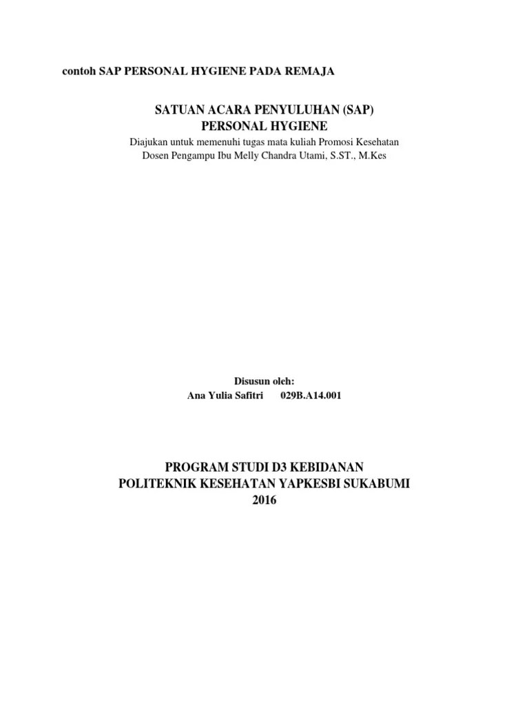 Contoh Sap Personal Hygiene Pada Remaja | PDF