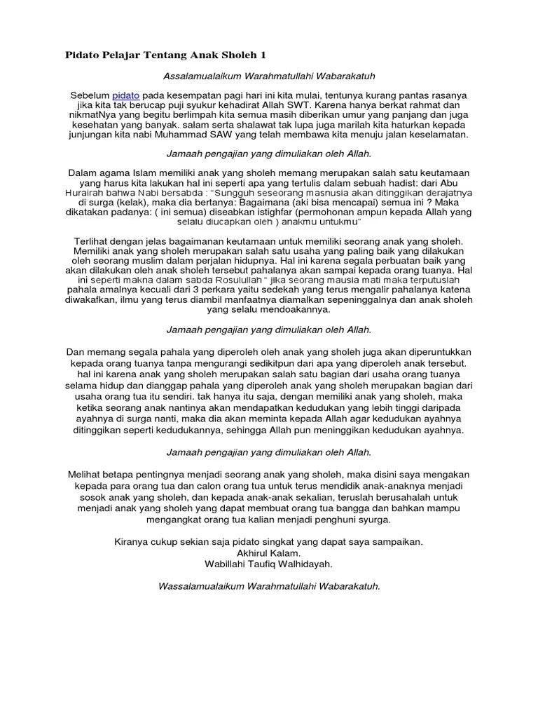 Yang ibu harapkan bukanlah harta. Pidato Anak Soleh Pdf