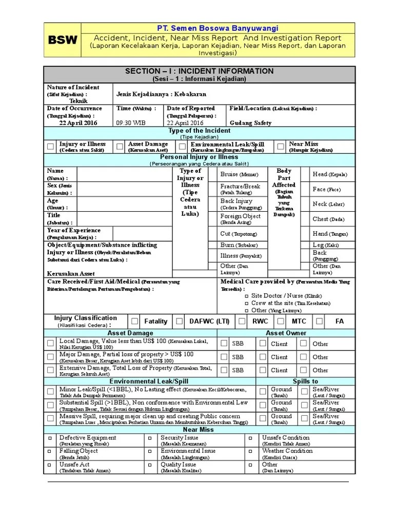 Sungai ini admin hendak membicarakan tulisan tentang contoh laporan investigasi kecelakaan kerja. Investigasi Kebakaran Pdf