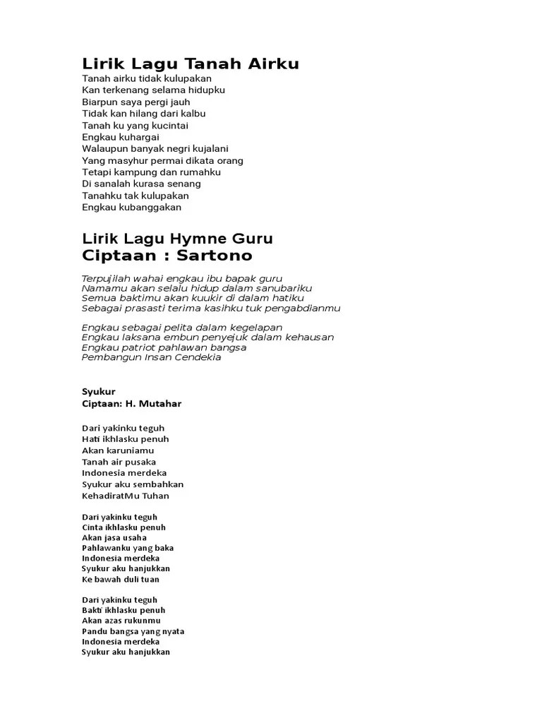 Lirik Lagu Tanah Airku | PDF