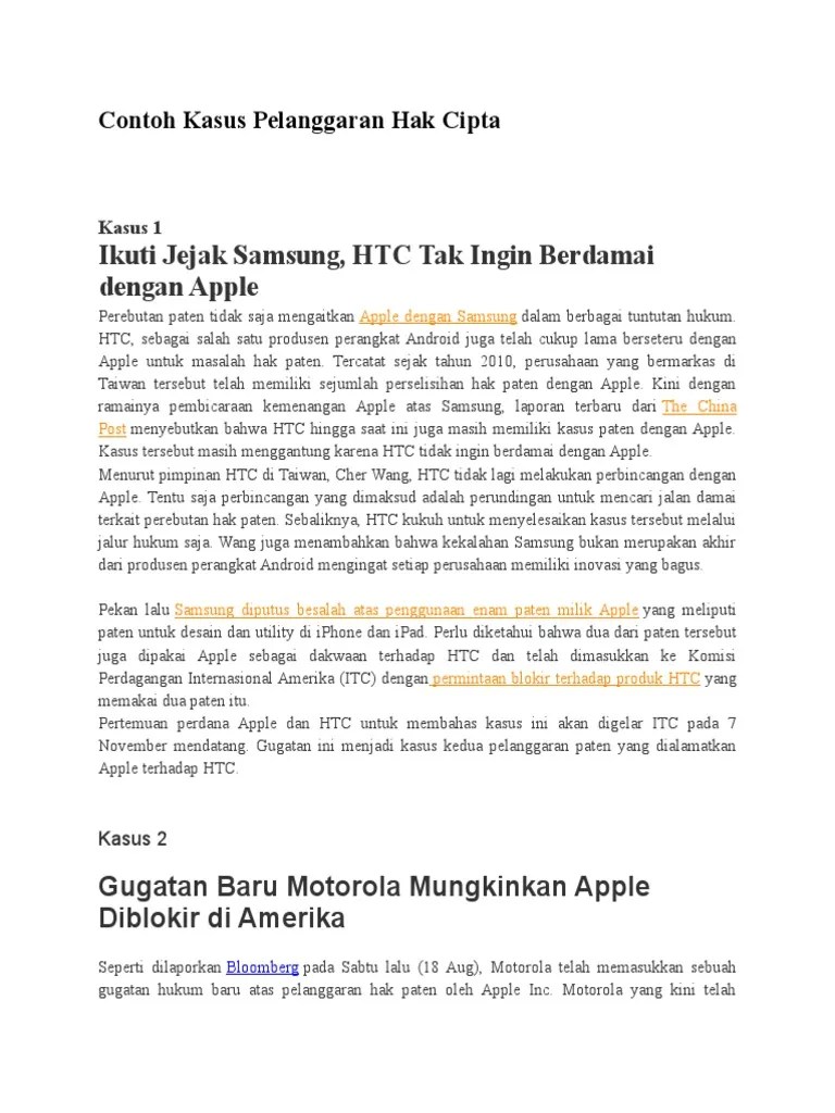 Contoh Kasus Pelanggaran Hak Cipta | PDF