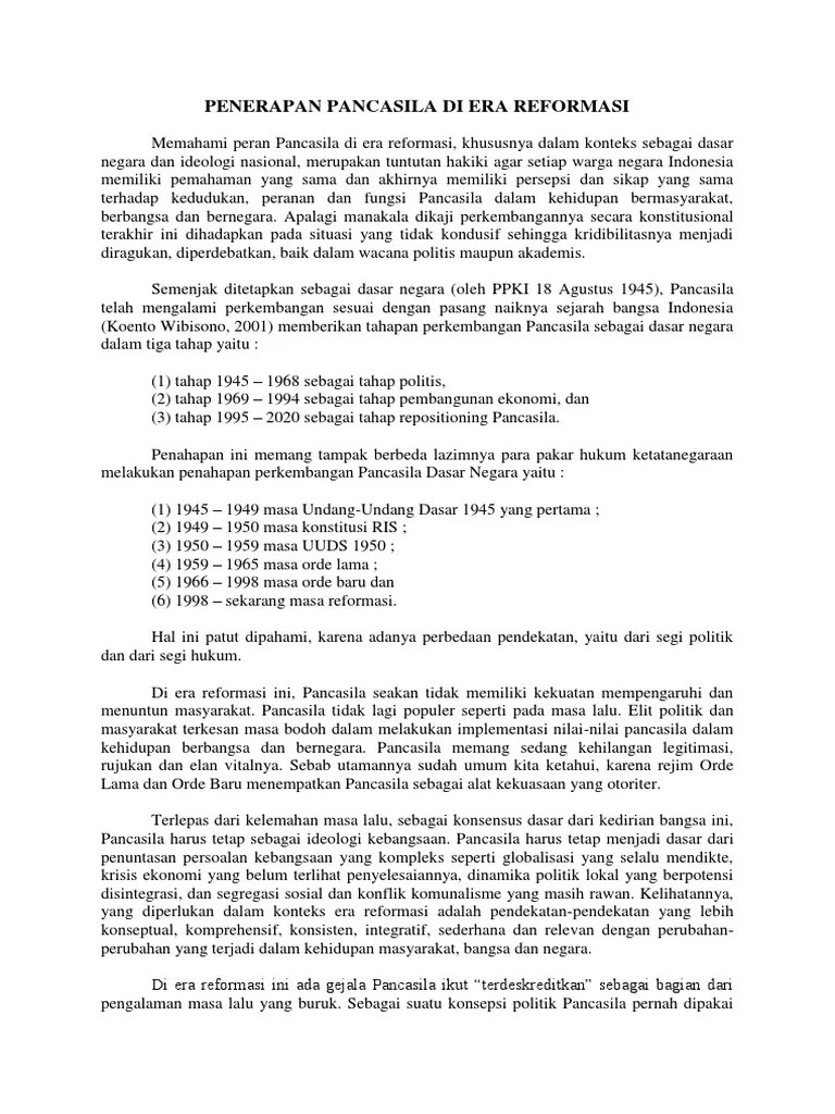 Penerapan Pancasila Di Era Reformasi | PDF