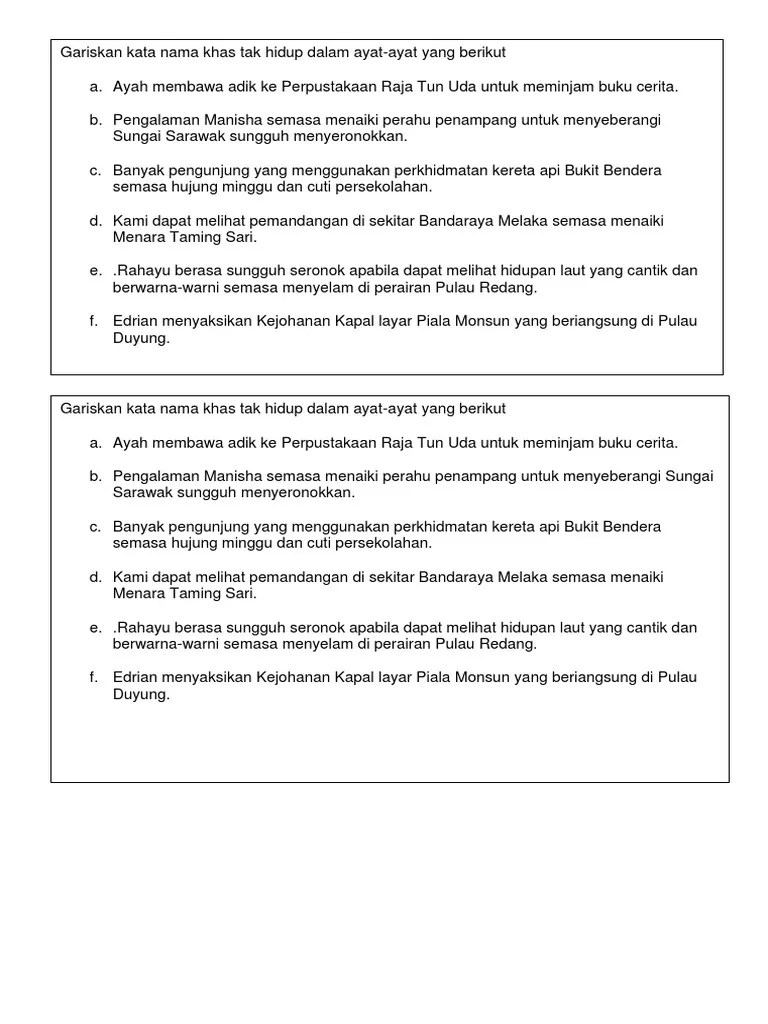 Latihan tatabahasa kata nama am dan kata nama khas. Latihan Kata Nama Khas Tak Hidup Tahun 5 Wallpaper