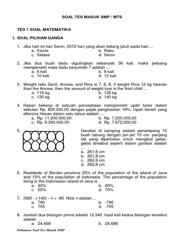 Maybe you would like to learn more about one of these? Soal Tes Masuk Mtsn 31 Jakarta Jawabanku Id