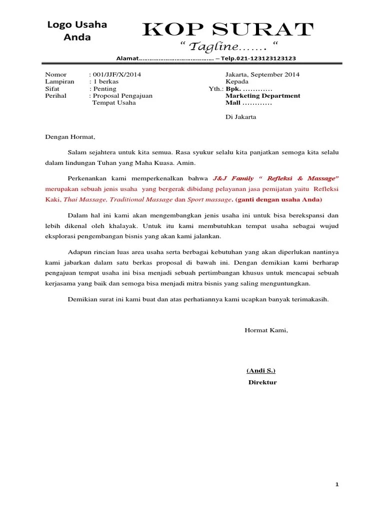 Media online bermaksud untuk menyewa tempat . Contoh Proposal Pengajuan Sewa Tempat Usaha Sketsa