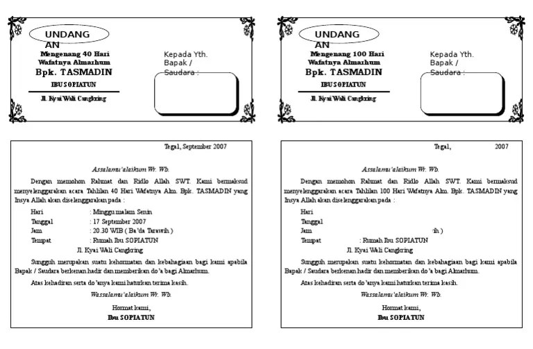 download undangan tahlil 1 lembar isi 2. Tahlil 1 Folio Dibagi 2