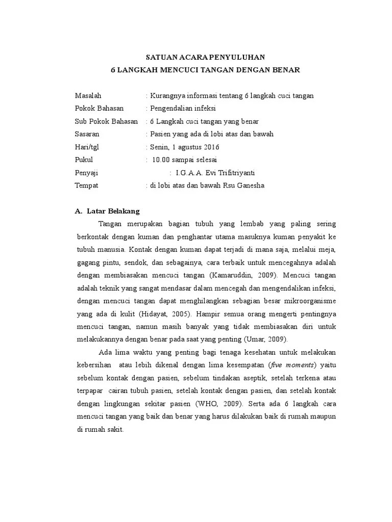 SATUAN ACARA PENYULUHAN Cuci Tangan | PDF