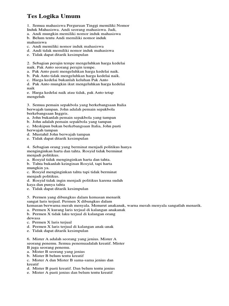 Tes Logika Umum | PDF