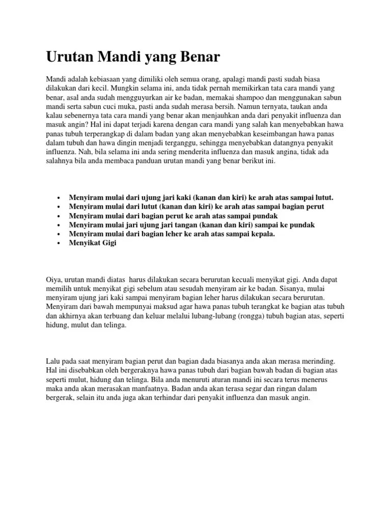 Urutan Mandi Yang Benar | PDF