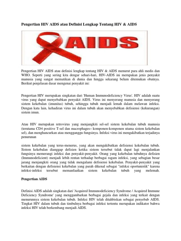 Pengertian HIV AIDS Atau Definisi Lengkap Tentang HIV | PDF