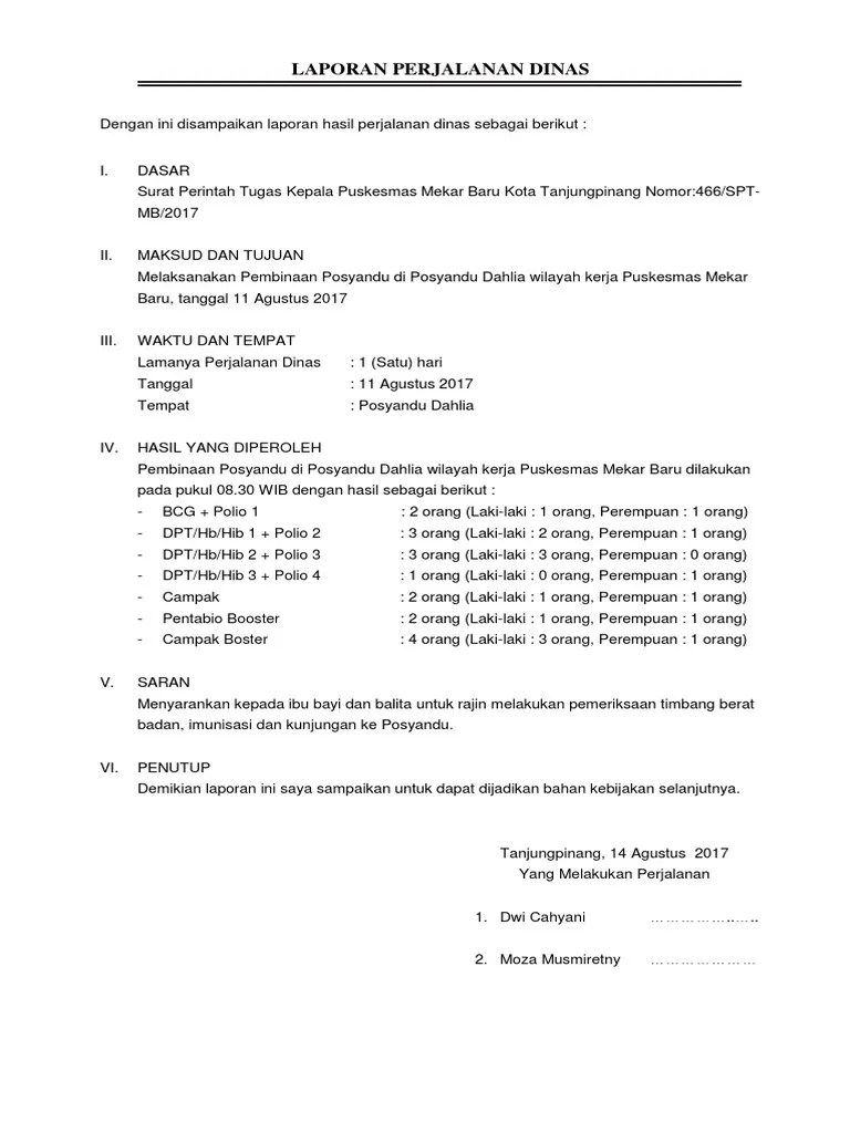 Komponen pada keluaran laporan hasil pemeriksaan (lhp), adalah biaya yang. Laporan Perjalanan Dinas 2017 Pdf