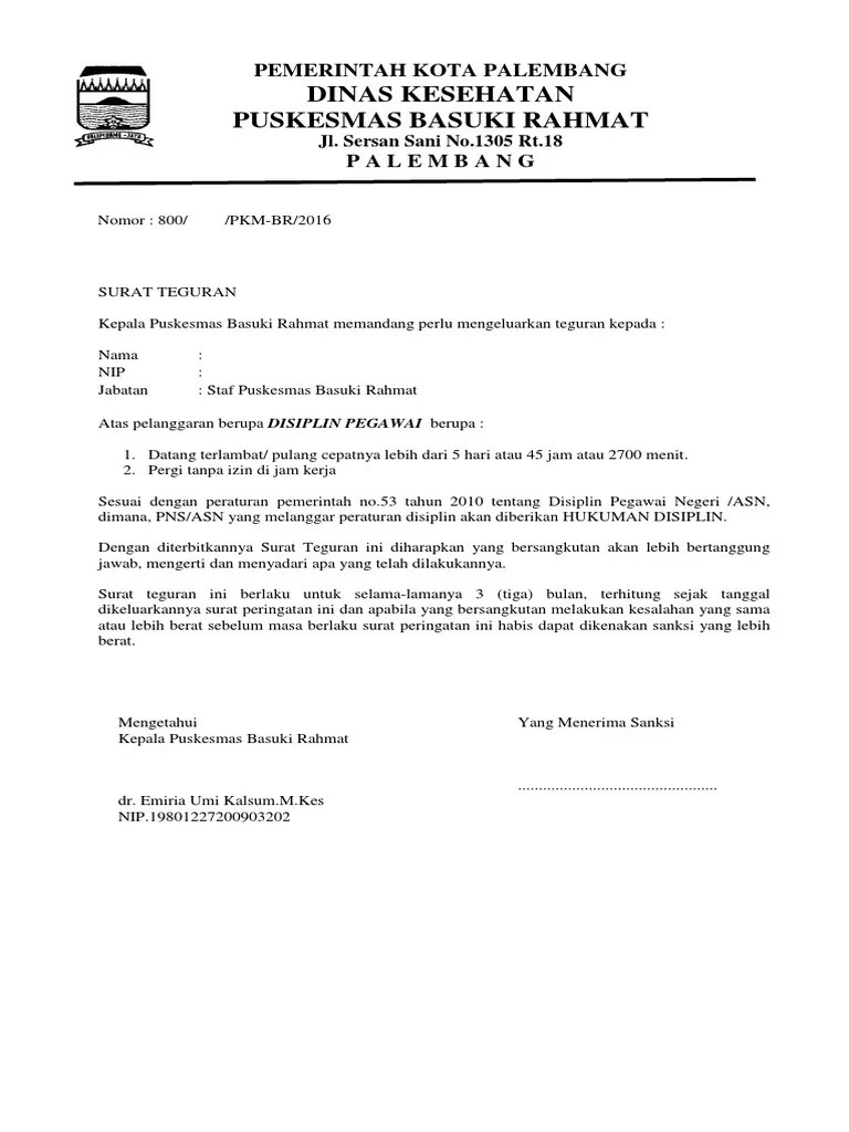 Mungkin saja beberapa contoh surat peringatan kerja untuk karyawan atau sp 1. Surat Teguran Pns Pdf