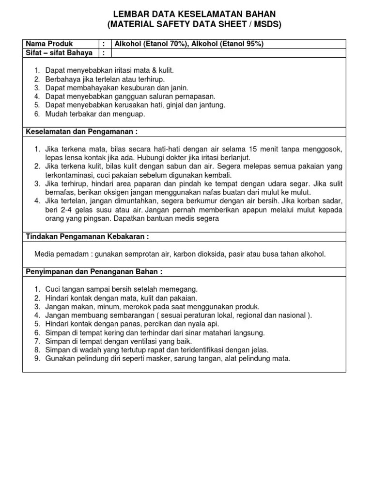 MSDS Alkohol | PDF