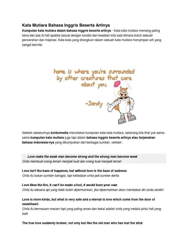 Kata Mutiara Bahasa Inggris Beserta Artinya | PDF