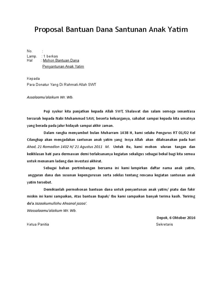 Selanjutnya bahwa dalam rangka pembuatan proposal pengajuan permakanan lksa. Proposal Bantuan Dana Santunan Anak Yatim