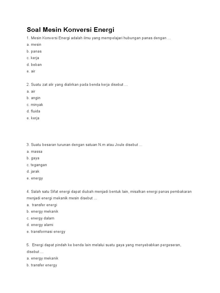 Soal Mesin Konversi Energi | PDF