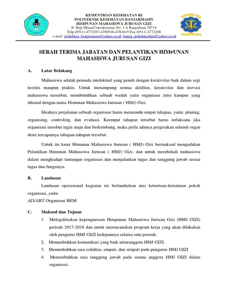 Proposal Sertijab 2017 | PDF