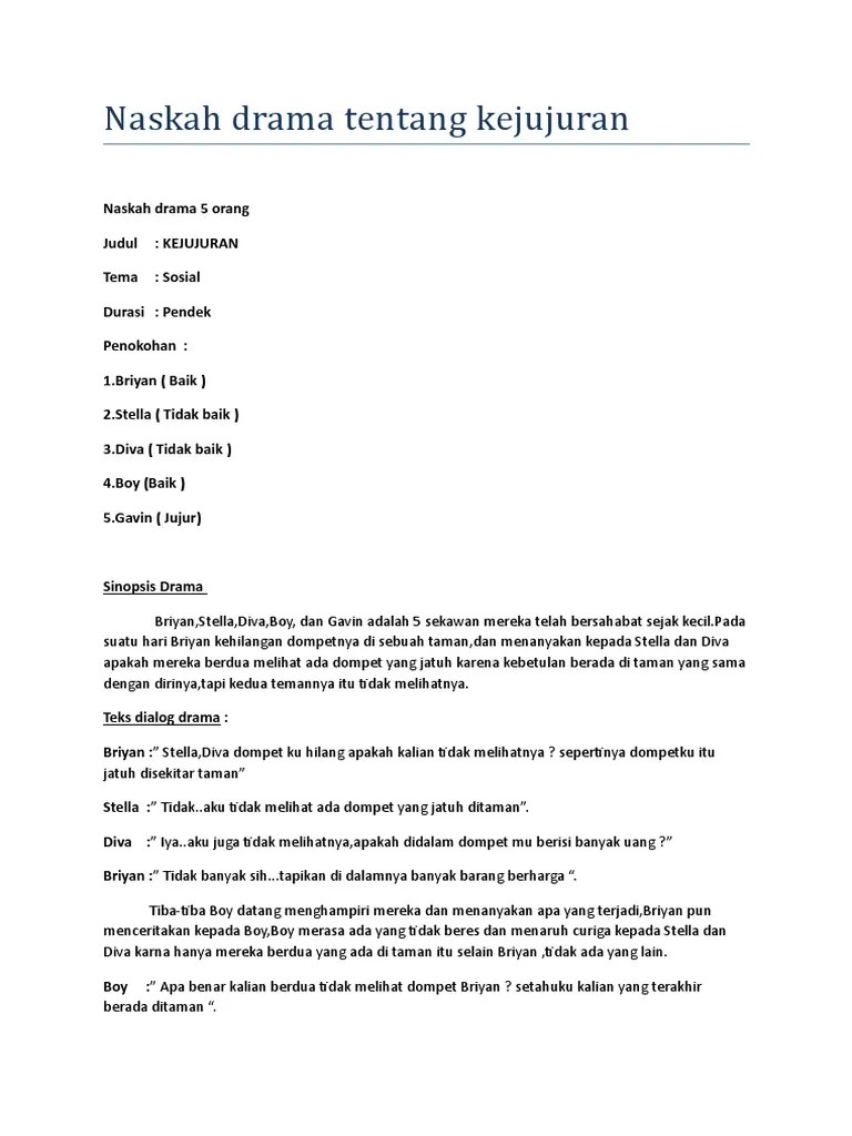 Naskah Drama Tentang Kejujuran | PDF