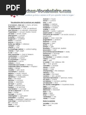 Vocabulaire de La Maison en Anglais 2 | PDF | Accueil | Vie domestique