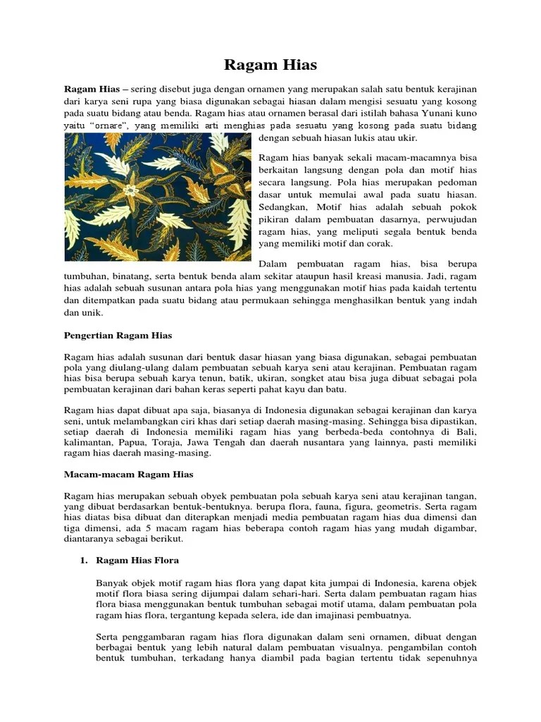 Apa nama ragam hias flora, fauna, manusia, dan benda alam yang saya amati? Ragam Hias Sbk Pdf