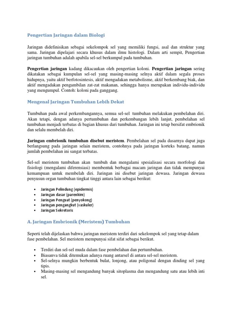 Jaringan Dalam Biologi | PDF