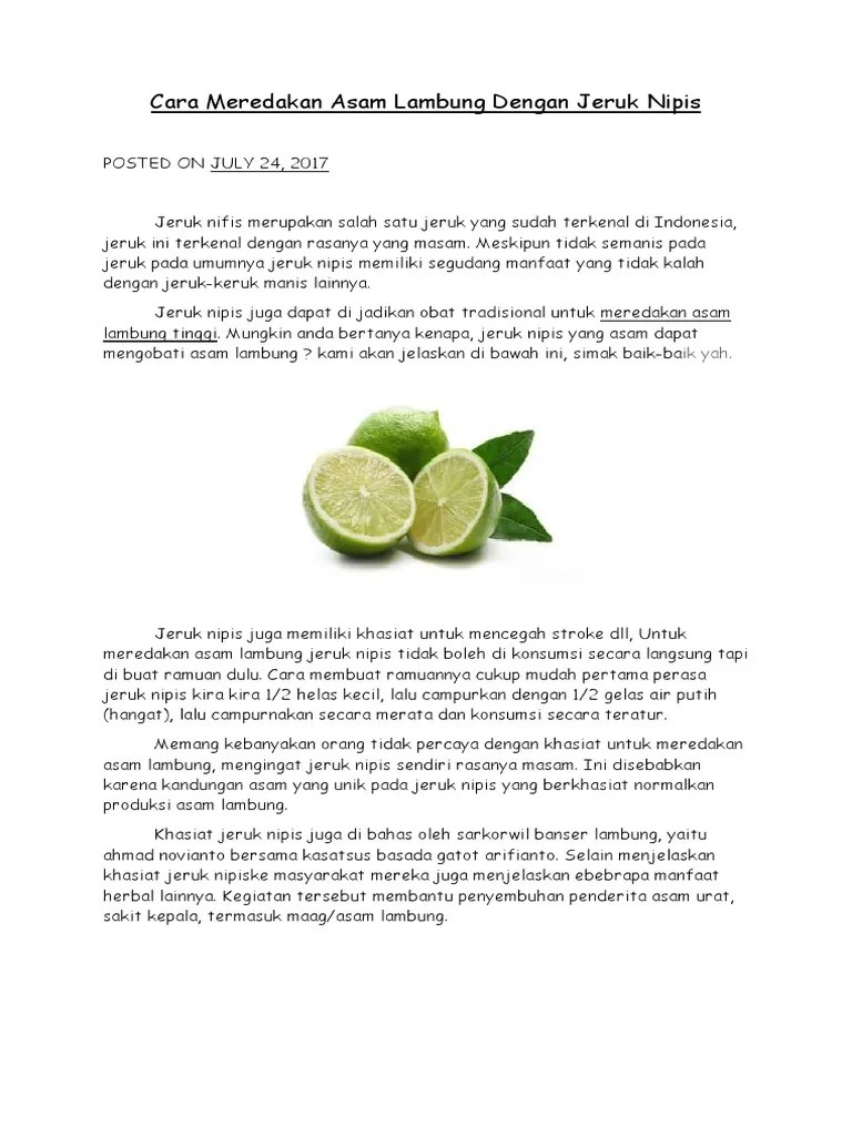 Cara Meredakan Asam Lambung Dengan Jeruk Nipis