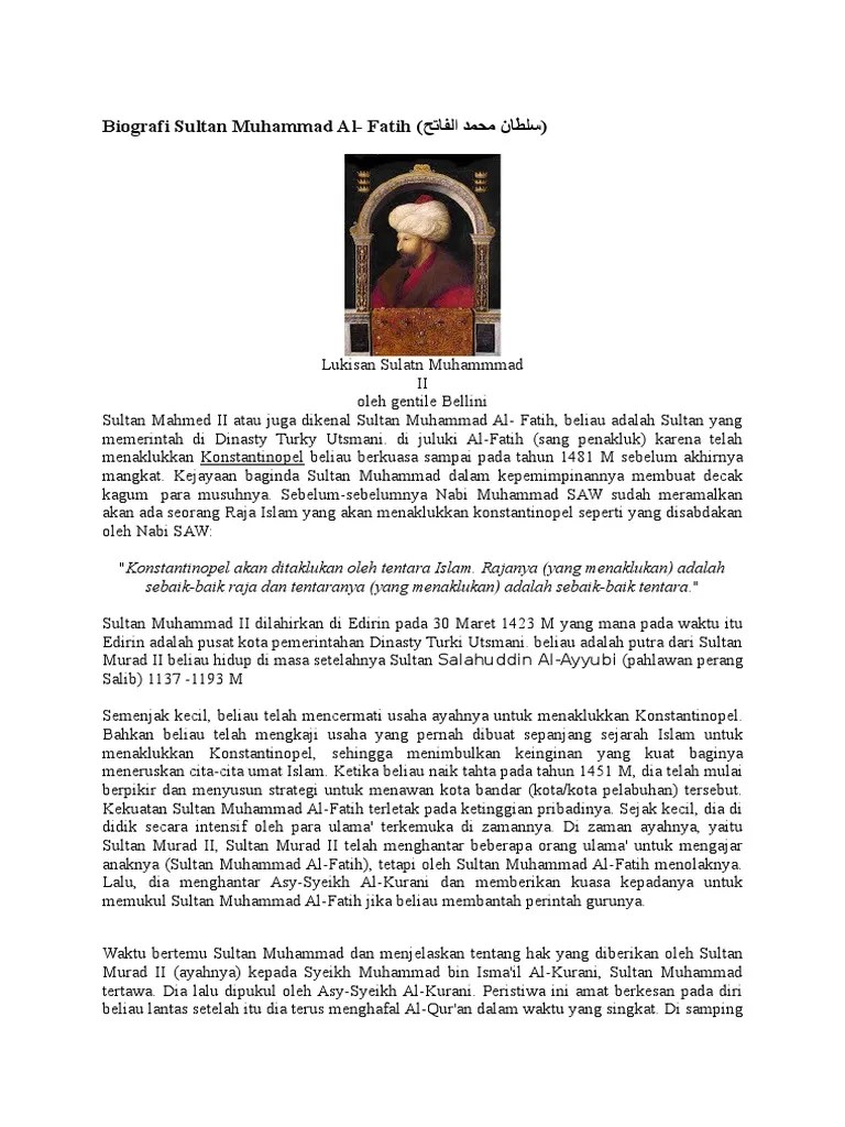 Biografi Sultan Muhammad Alfatih | PDF