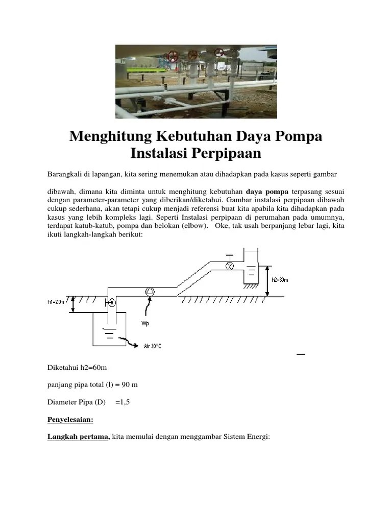Menghitung Kebutuhan Daya Pompa Instalasi | PDF