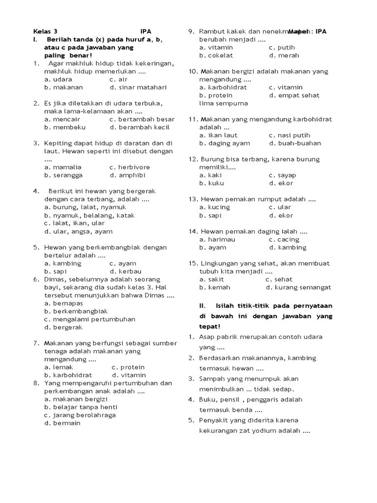 Soal SD Kelas 3 | PDF