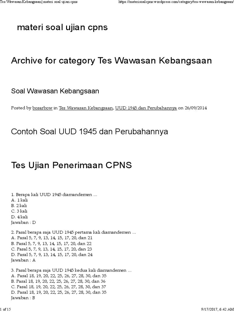 September 19, 2019 5 min read. 27 Contoh Soal Tes Cpns Wawasan Kebangsaan Contoh Soal Terbaru