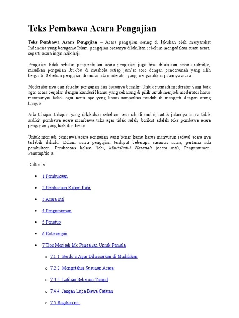 Teks Pembawa Acara Pengajian | PDF