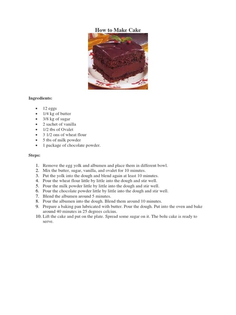 How To Make Cake Procedure Text – Python